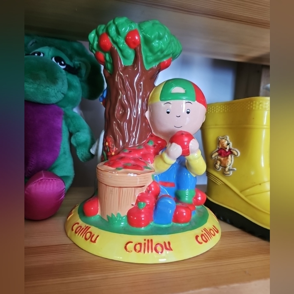 Caillou Piggy Money Bank Colorful Tree and Apples Figurine